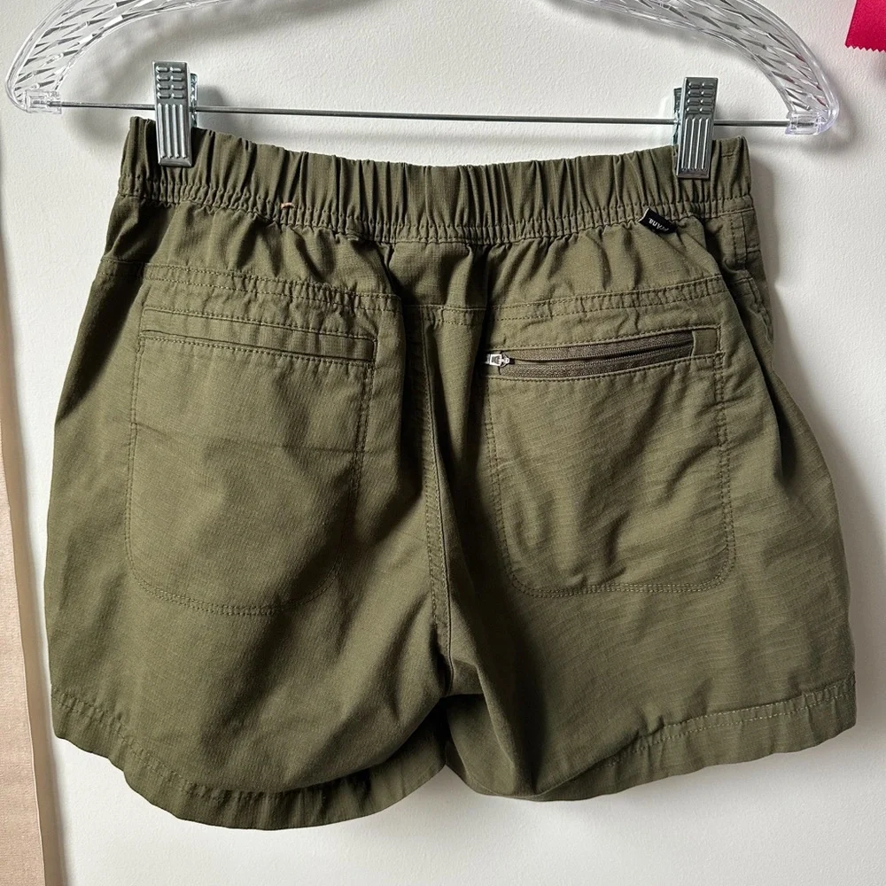 Prana Women’s Double Peak Organic Cotton Shorts Hiking Gorpcore Olive Green 2 - Picture 2 of 4